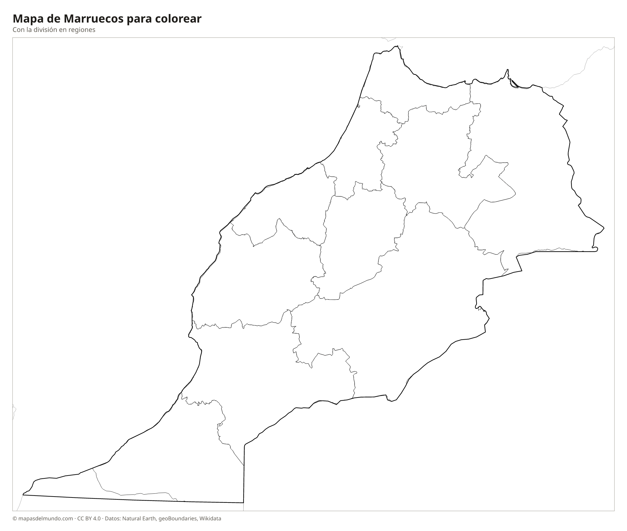 Mapa de Marruecos para colorear