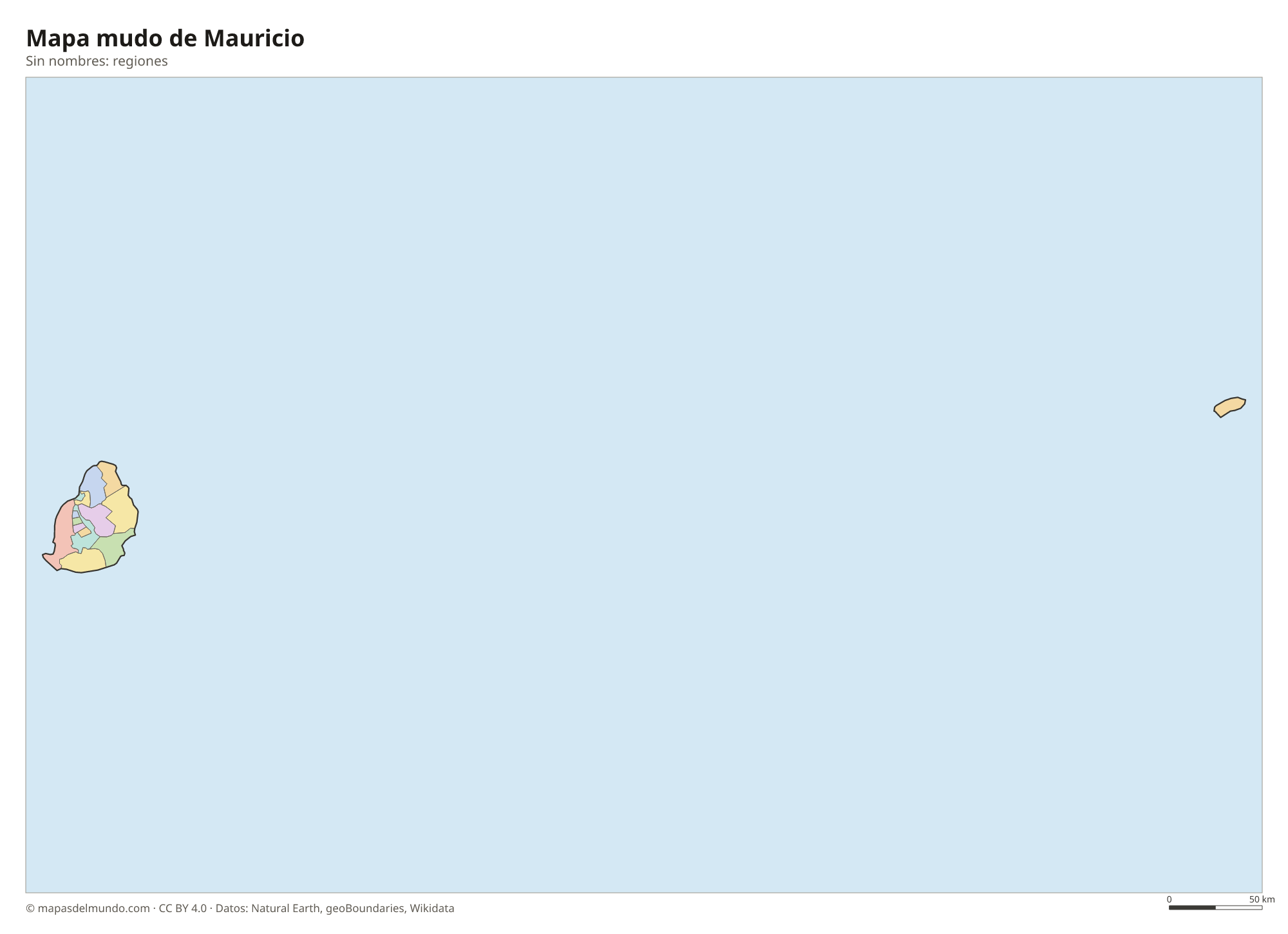 Mapa mudo de Mauricio sin nombres