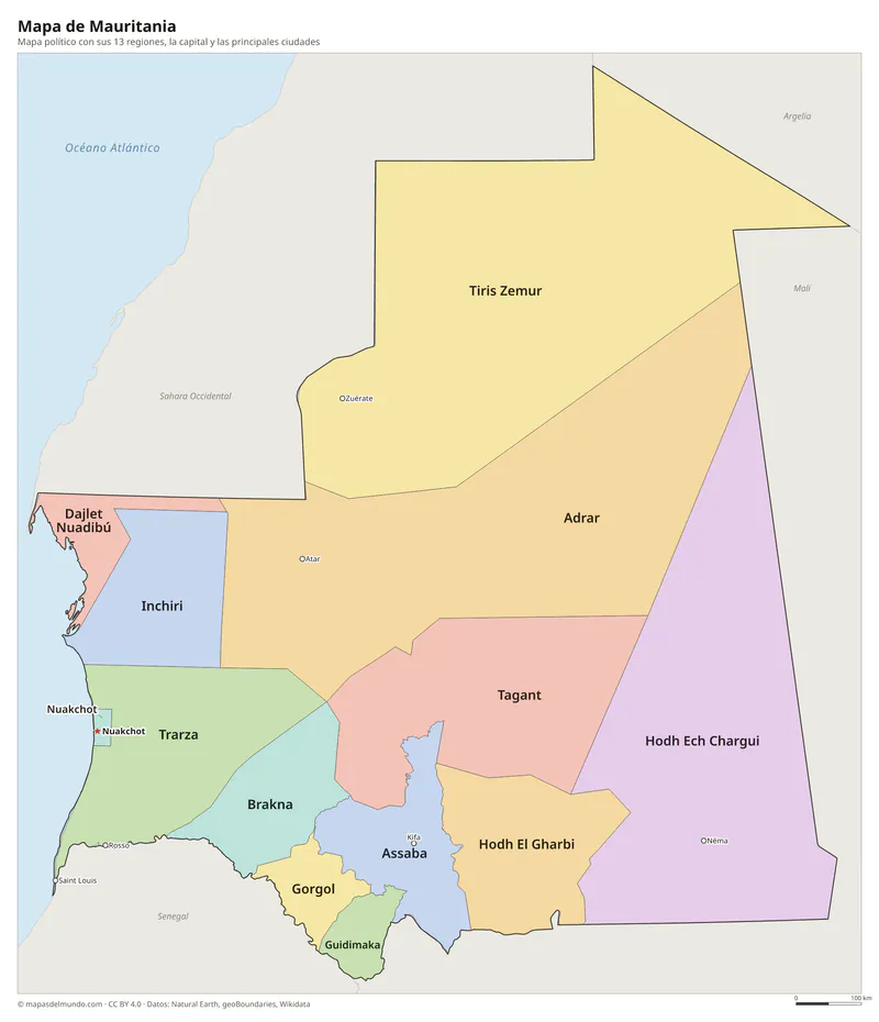 Mapa de Mauritania