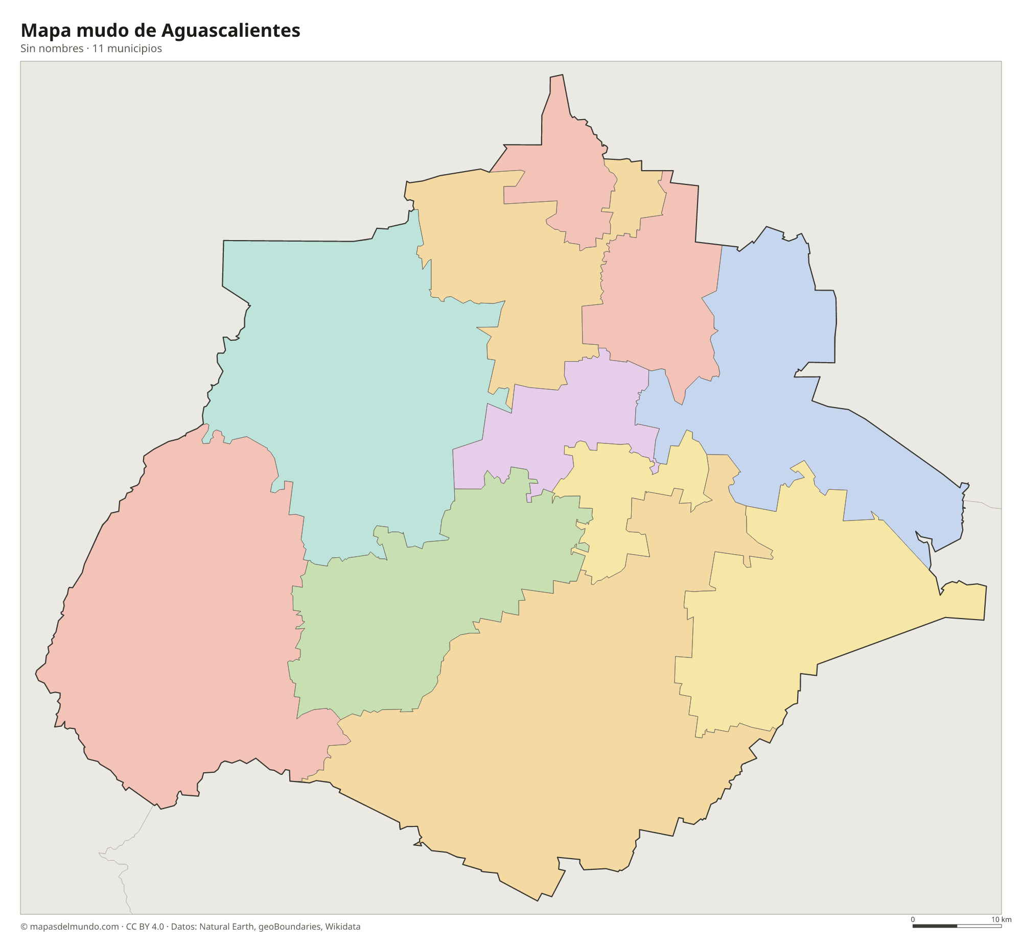 Mapa mudo de Aguascalientes