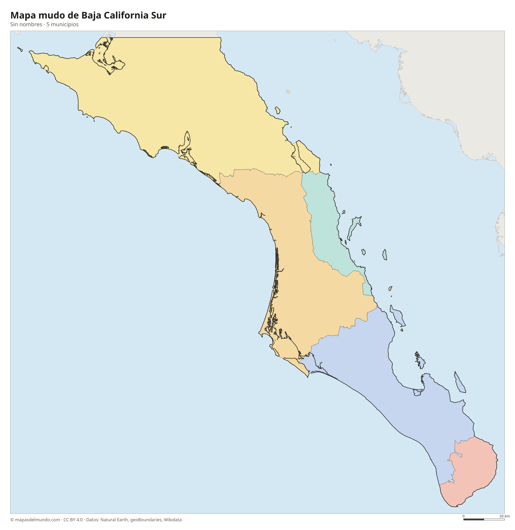 Mapa mudo de Baja California Sur