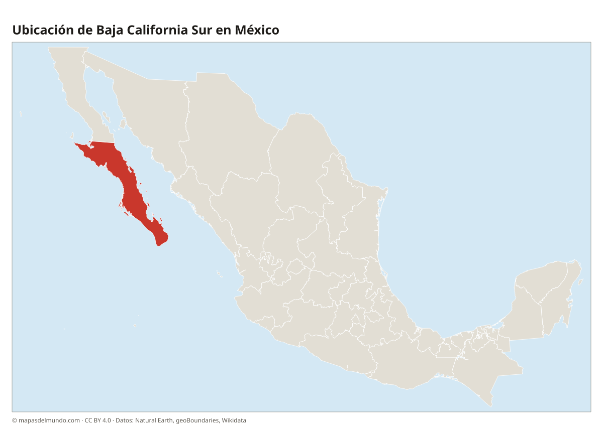 Ubicación de Baja California Sur en el mapa de México