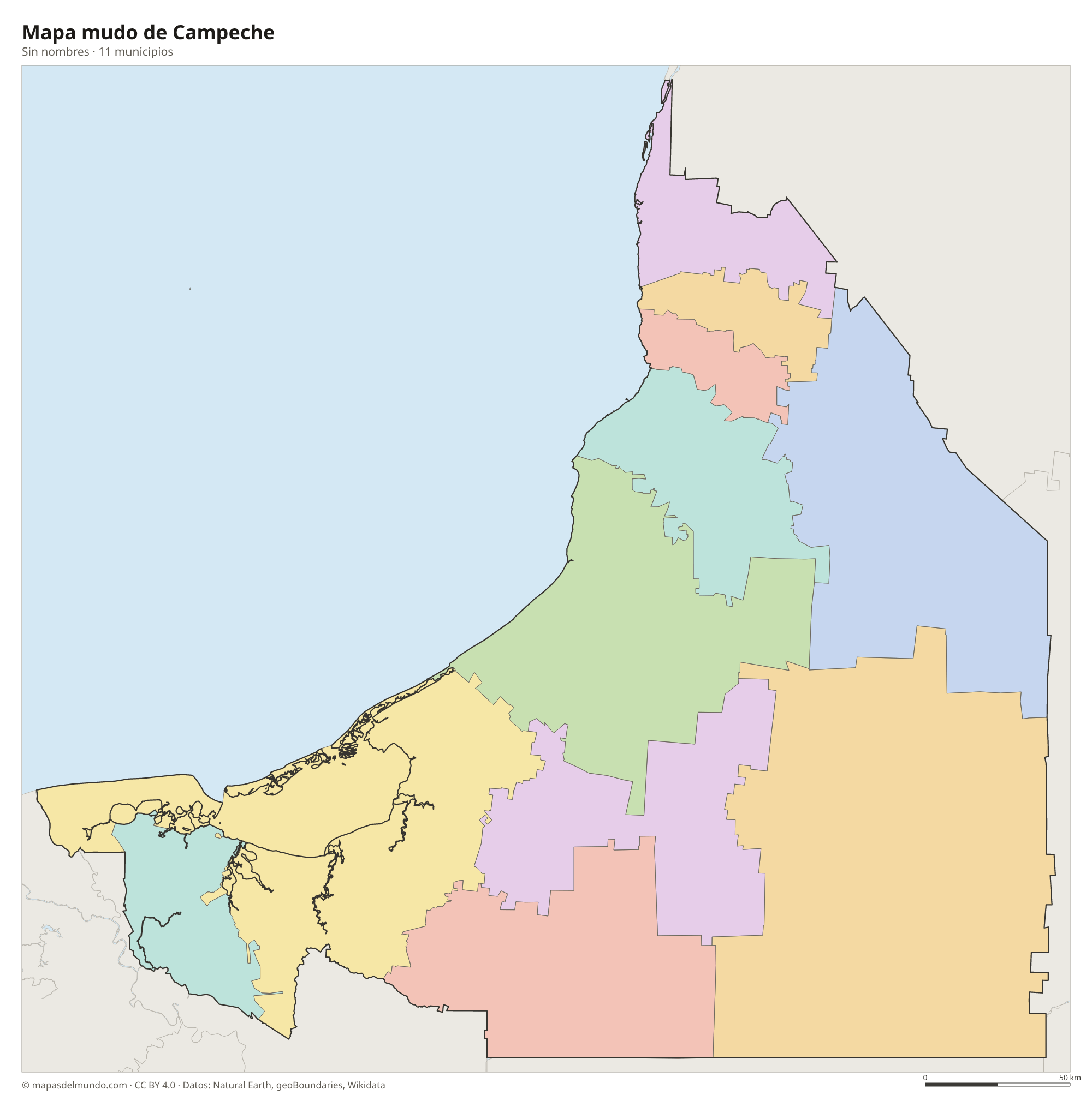Mapa mudo de Campeche