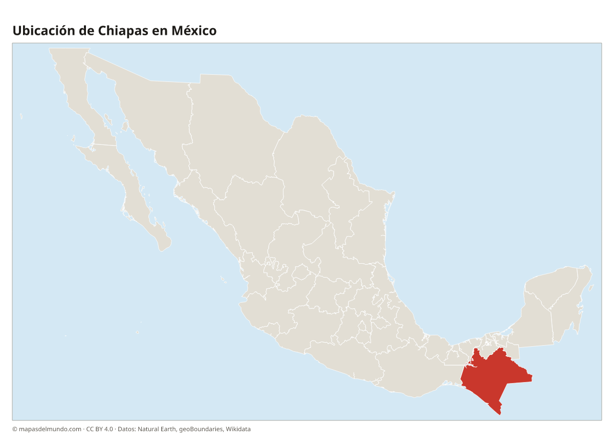 Ubicación de Chiapas en el mapa de México