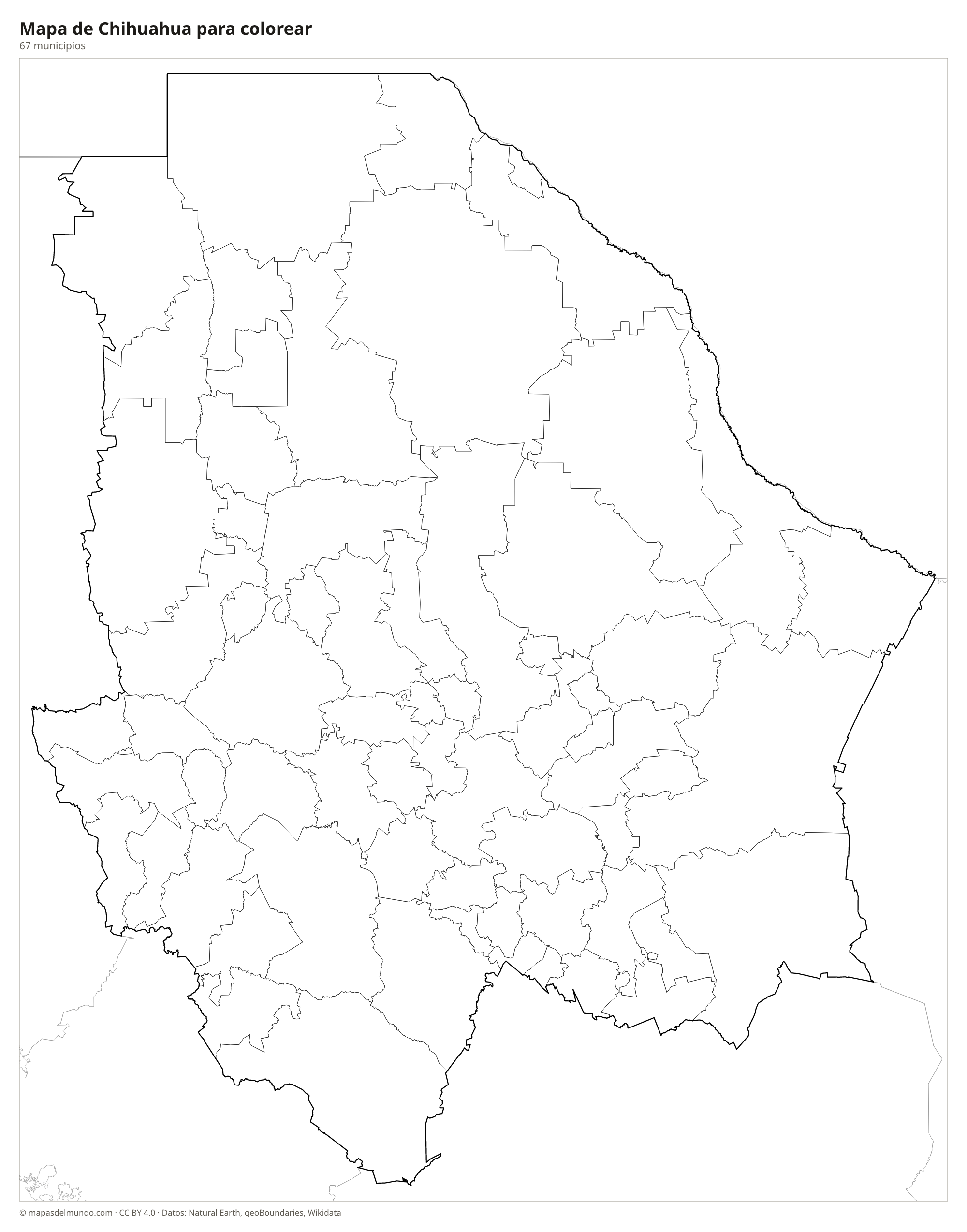 Mapa de Chihuahua para colorear
