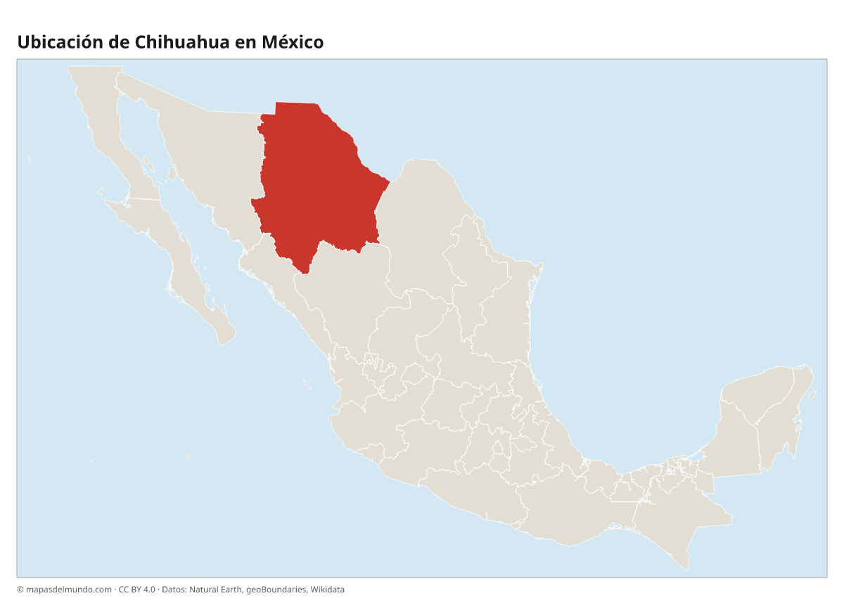 Ubicación de Chihuahua en el mapa de México