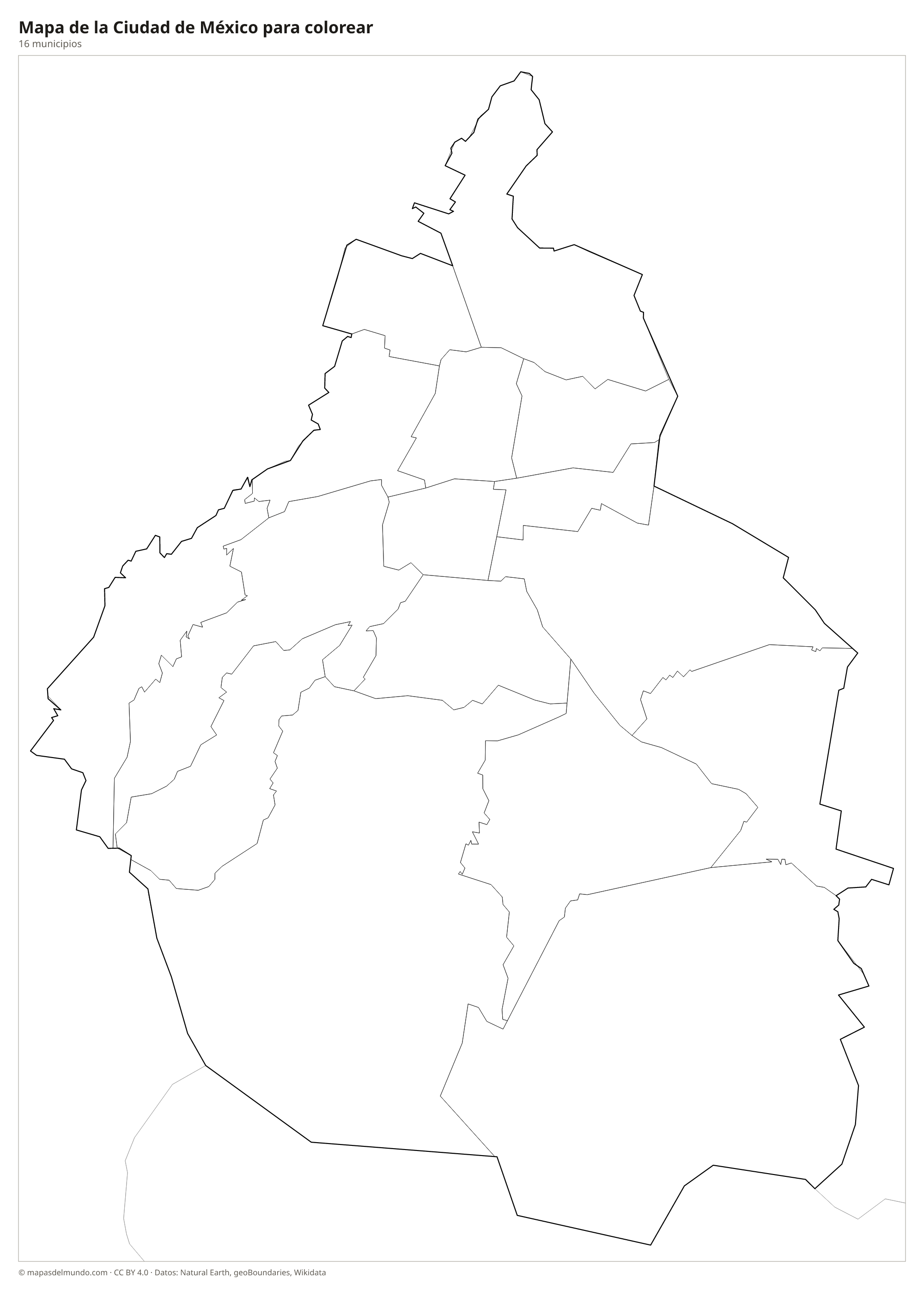 Mapa de la Ciudad de México para colorear