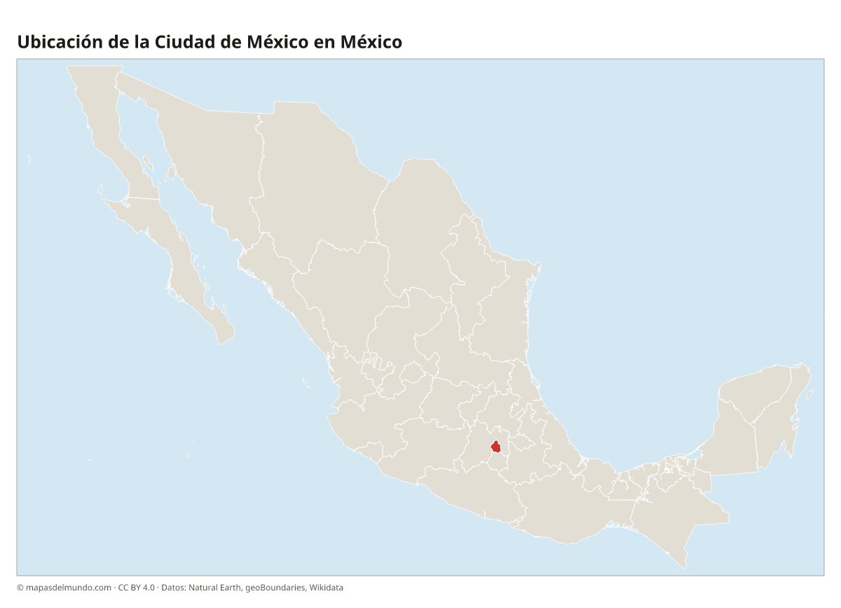 Ubicación de la Ciudad de México en el mapa de México