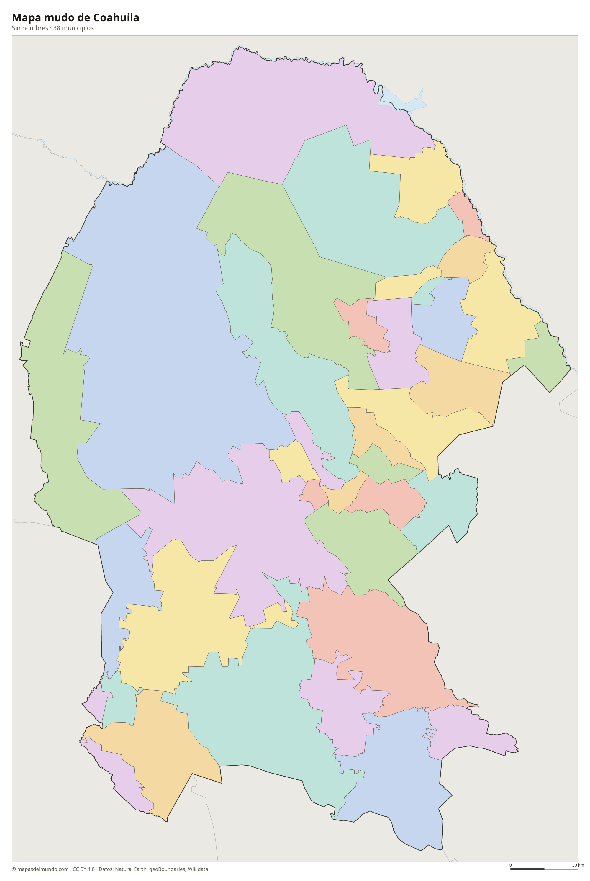 Mapa mudo de Coahuila
