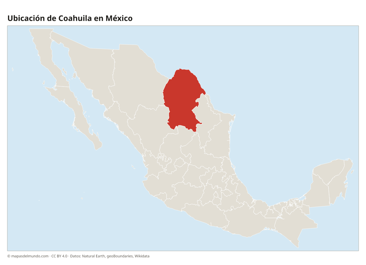 Ubicación de Coahuila en el mapa de México