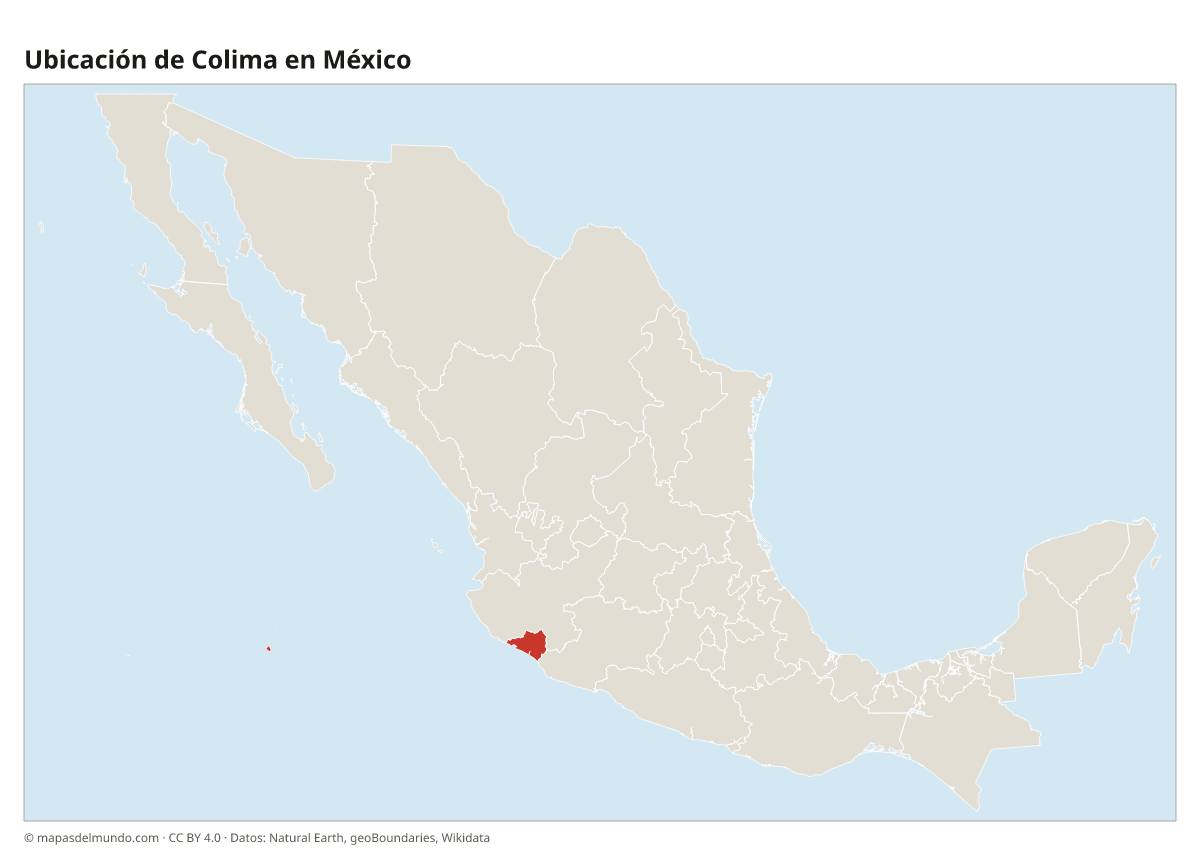 Ubicación de Colima en el mapa de México