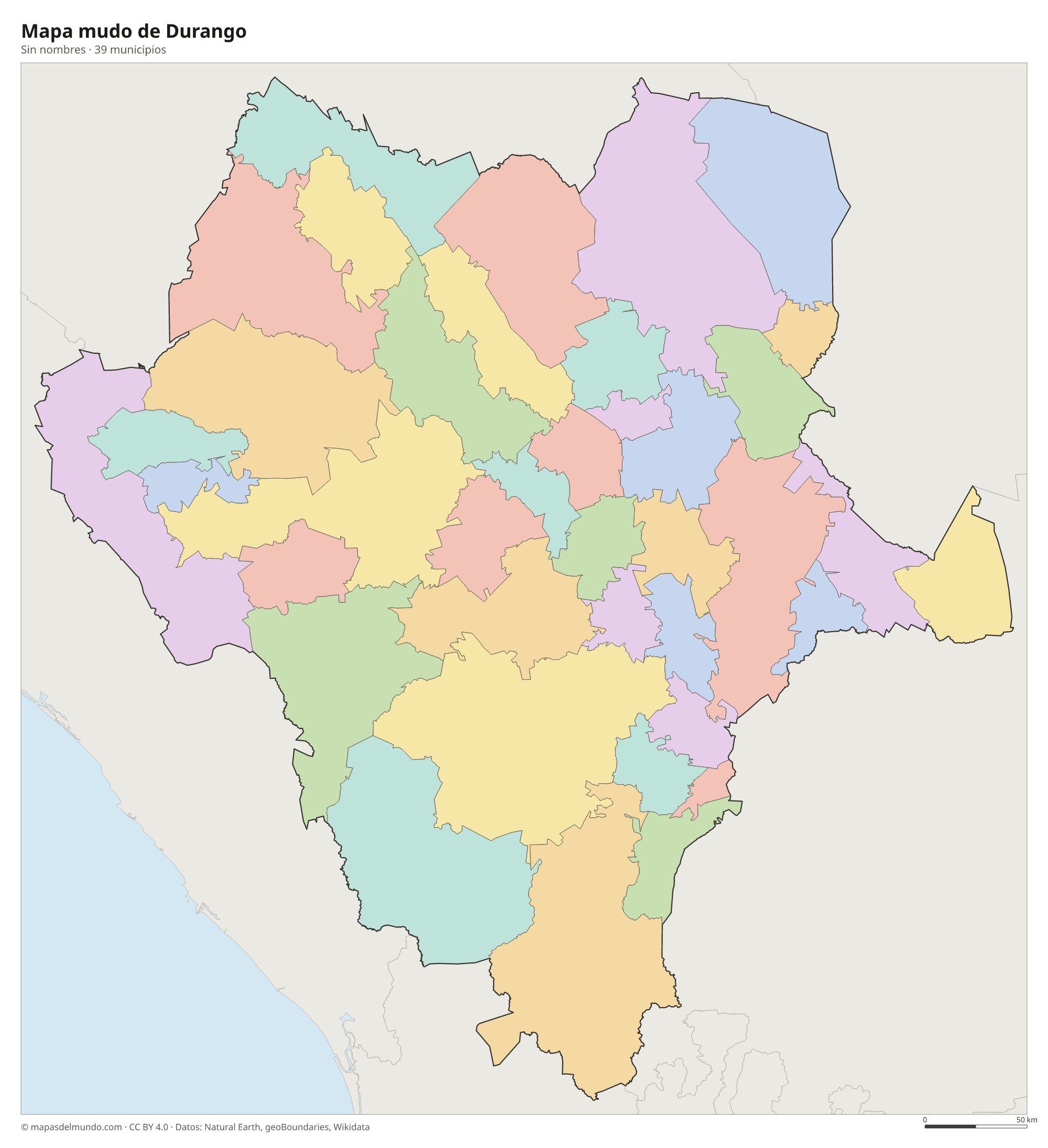 Mapa mudo de Durango
