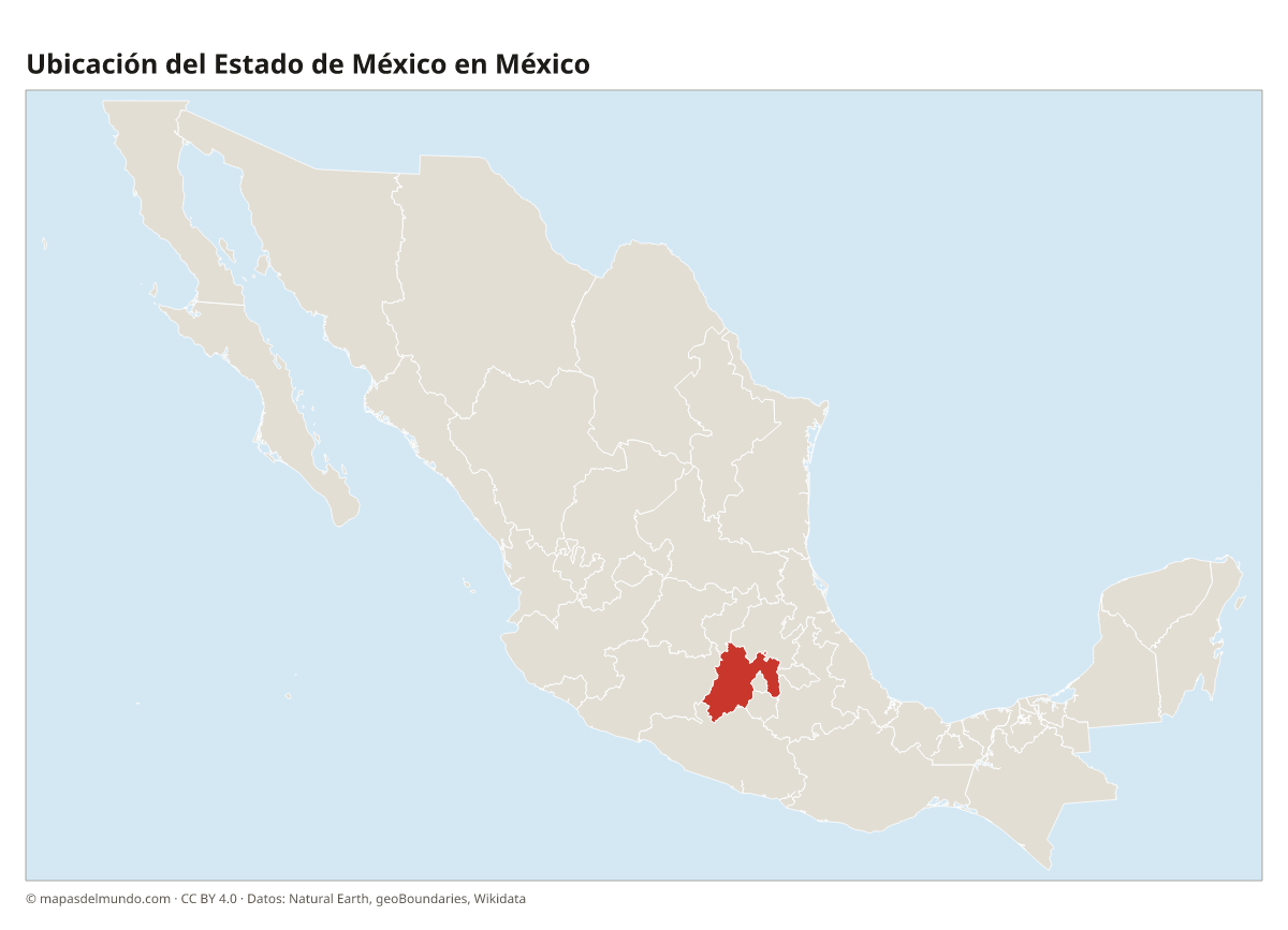 Ubicación del Estado de México en el mapa de México