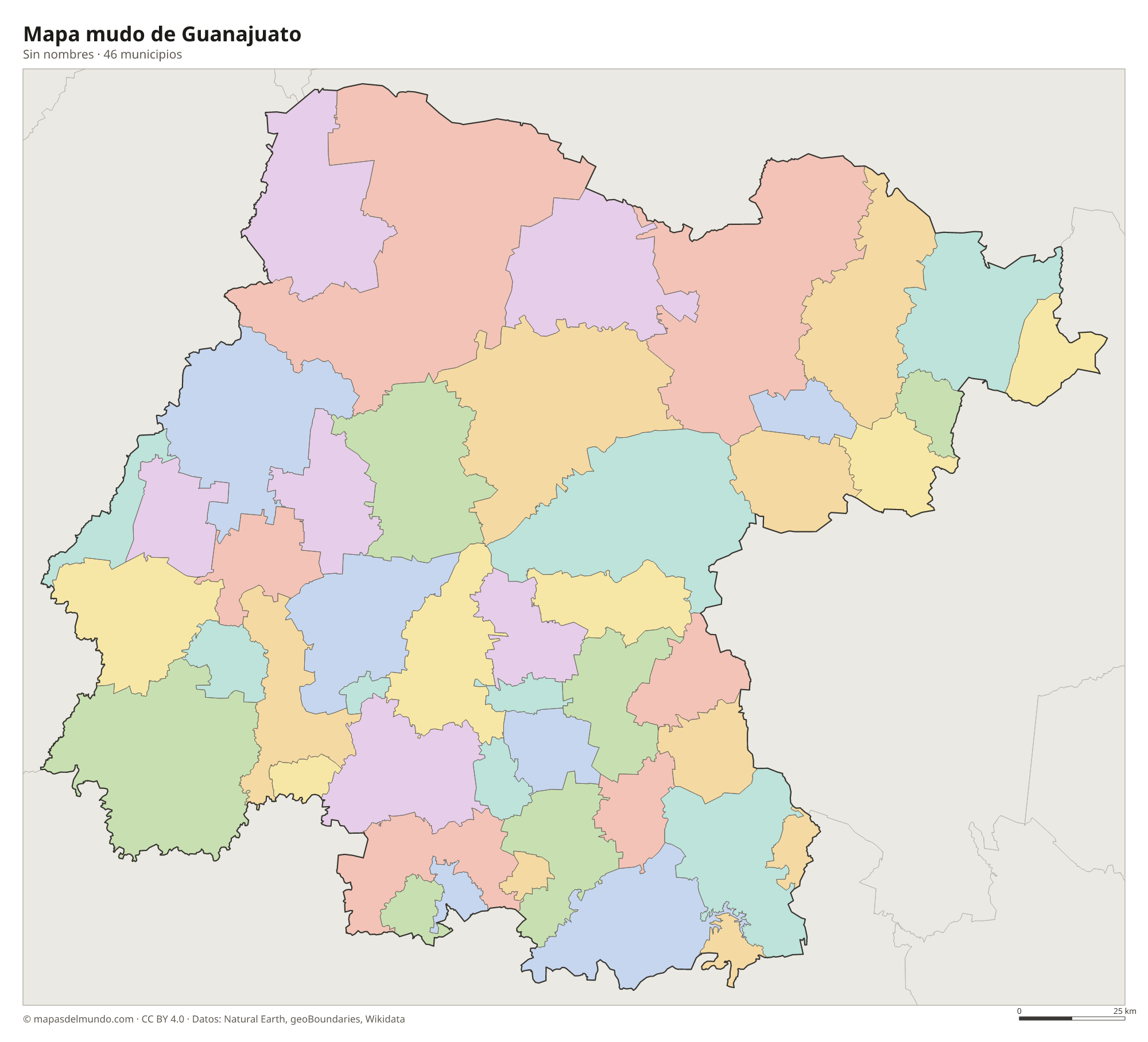Mapa mudo de Guanajuato