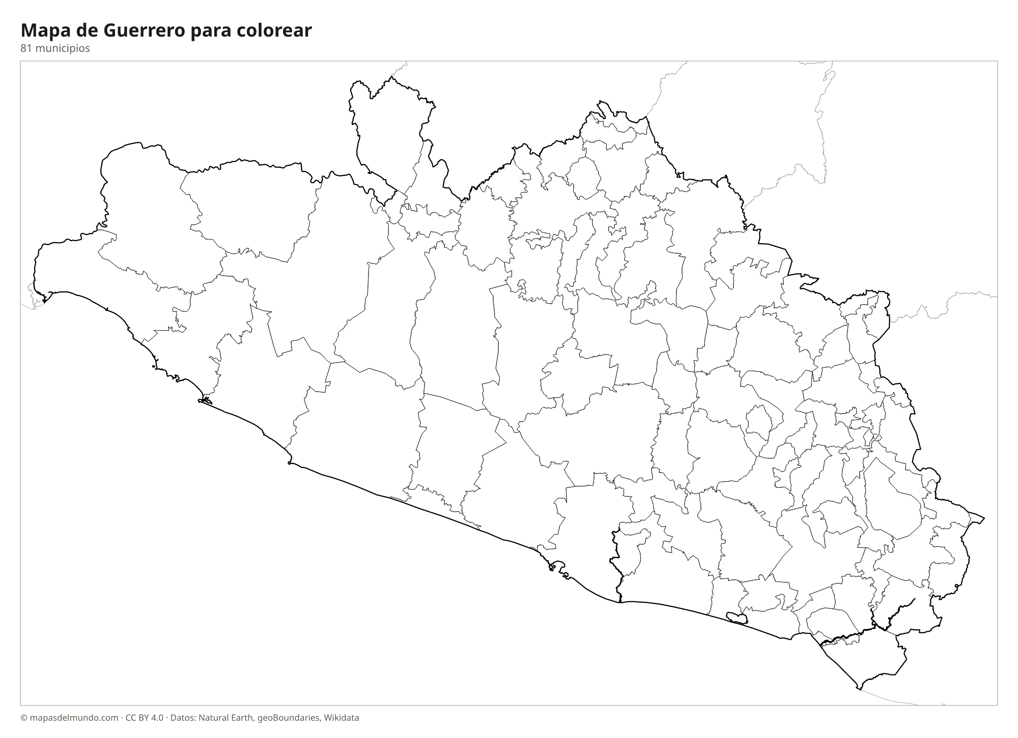 Mapa de Guerrero para colorear