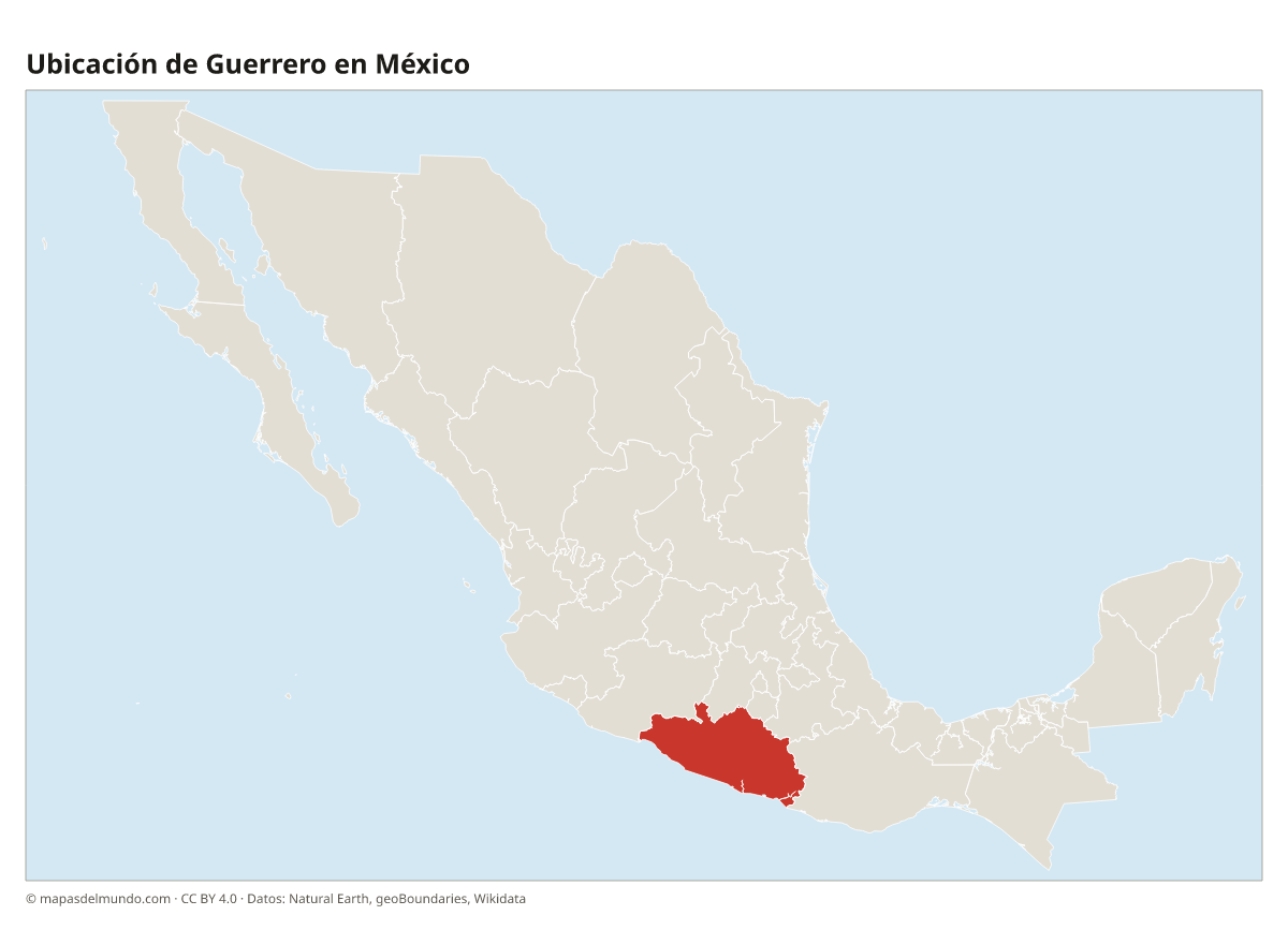 Ubicación de Guerrero en el mapa de México