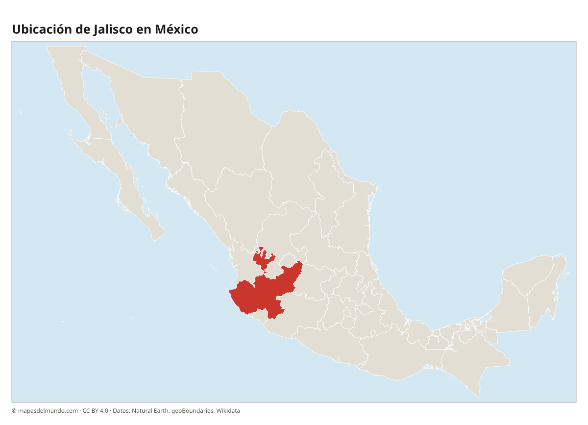 Ubicación de Jalisco en el mapa de México