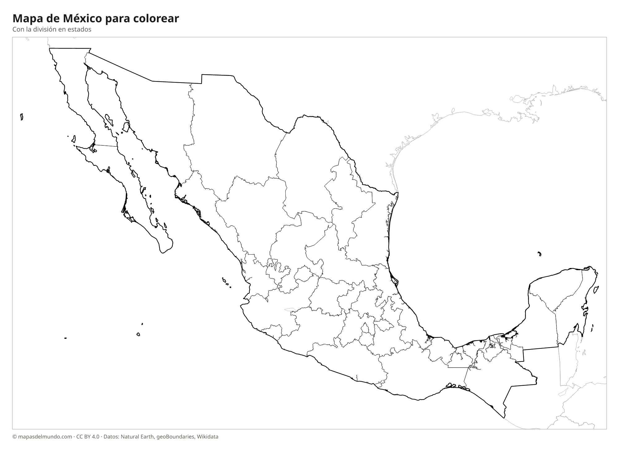 Mapa de México para colorear