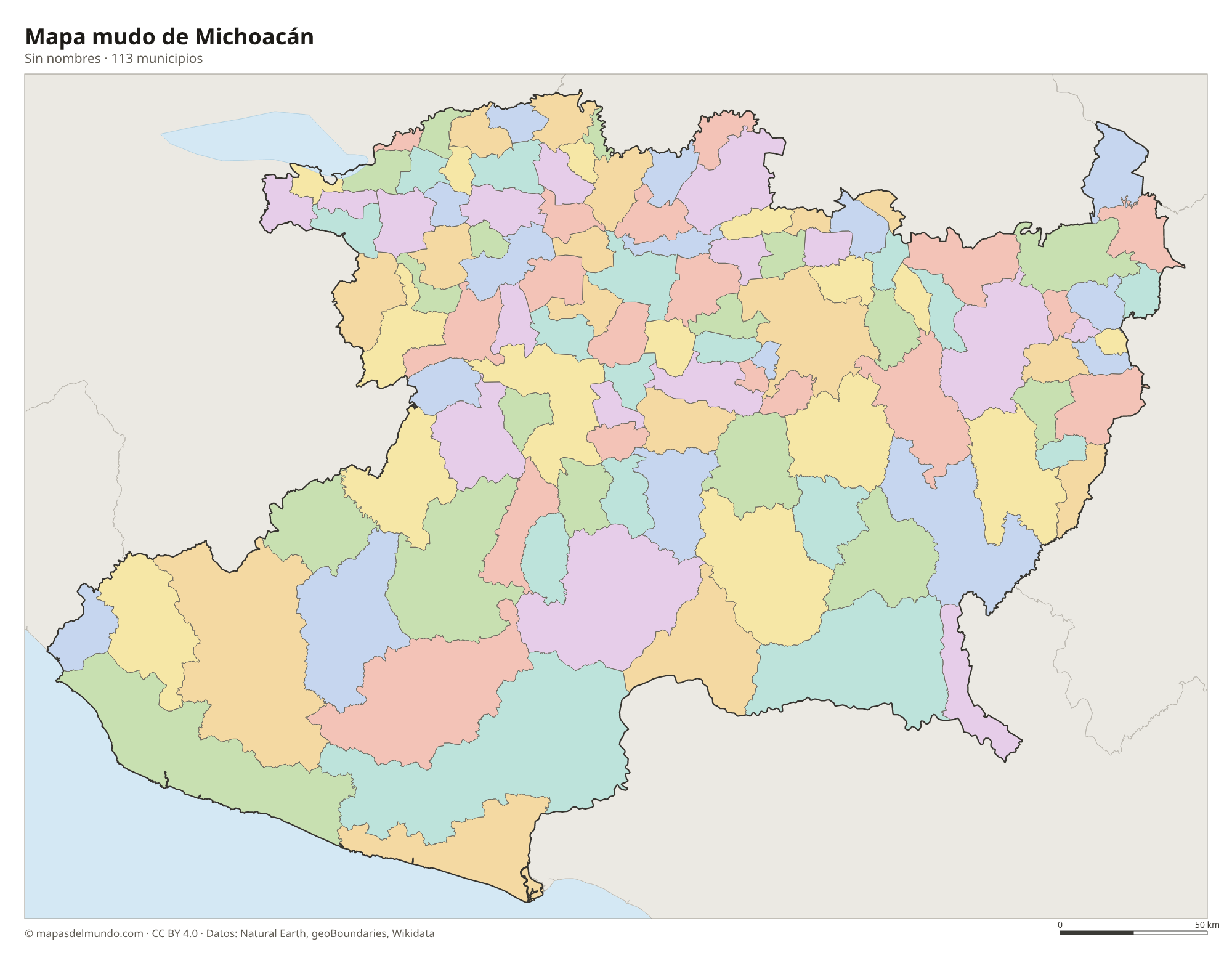 Mapa mudo de Michoacán