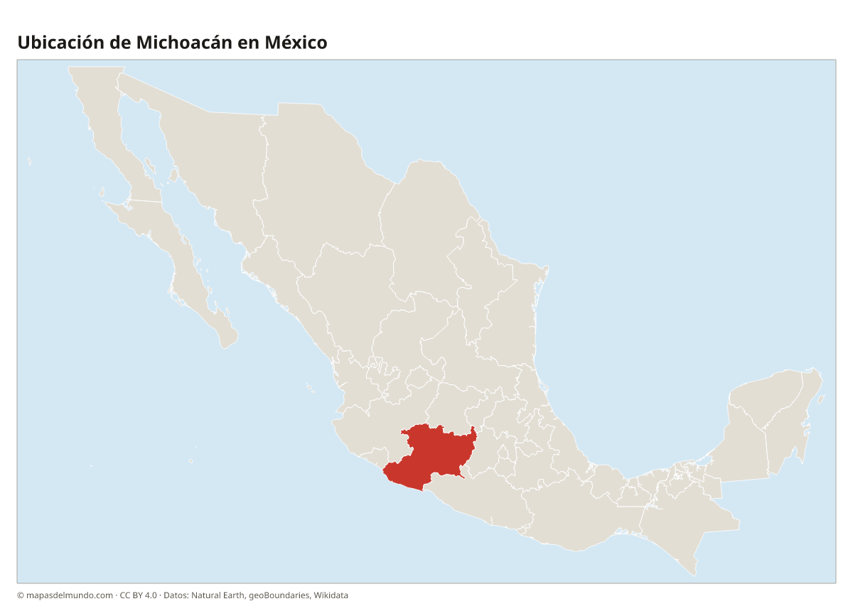 Ubicación de Michoacán en el mapa de México