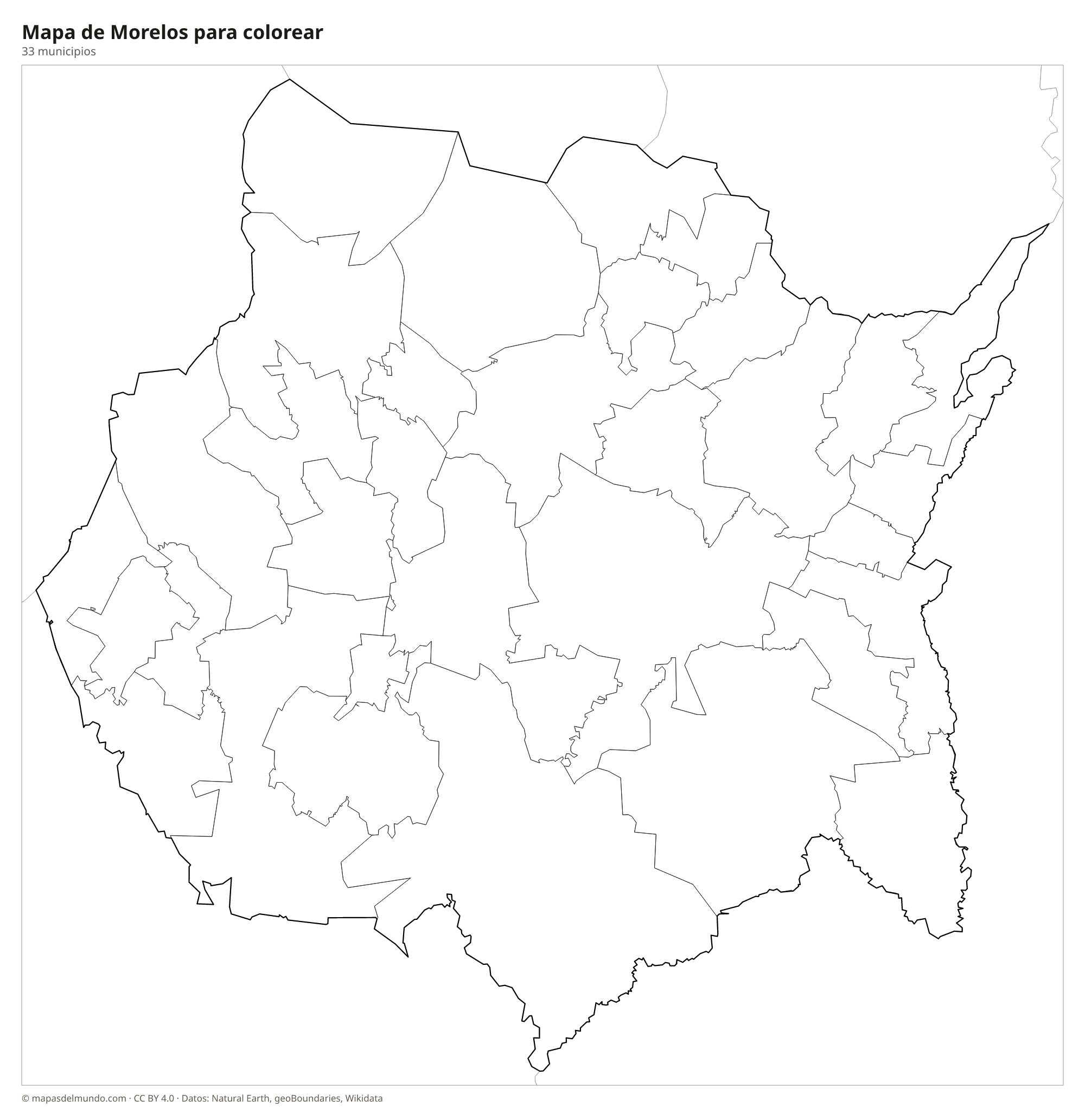 Mapa de Morelos para colorear
