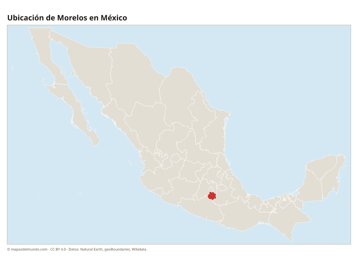 Ubicación de Morelos en el mapa de México