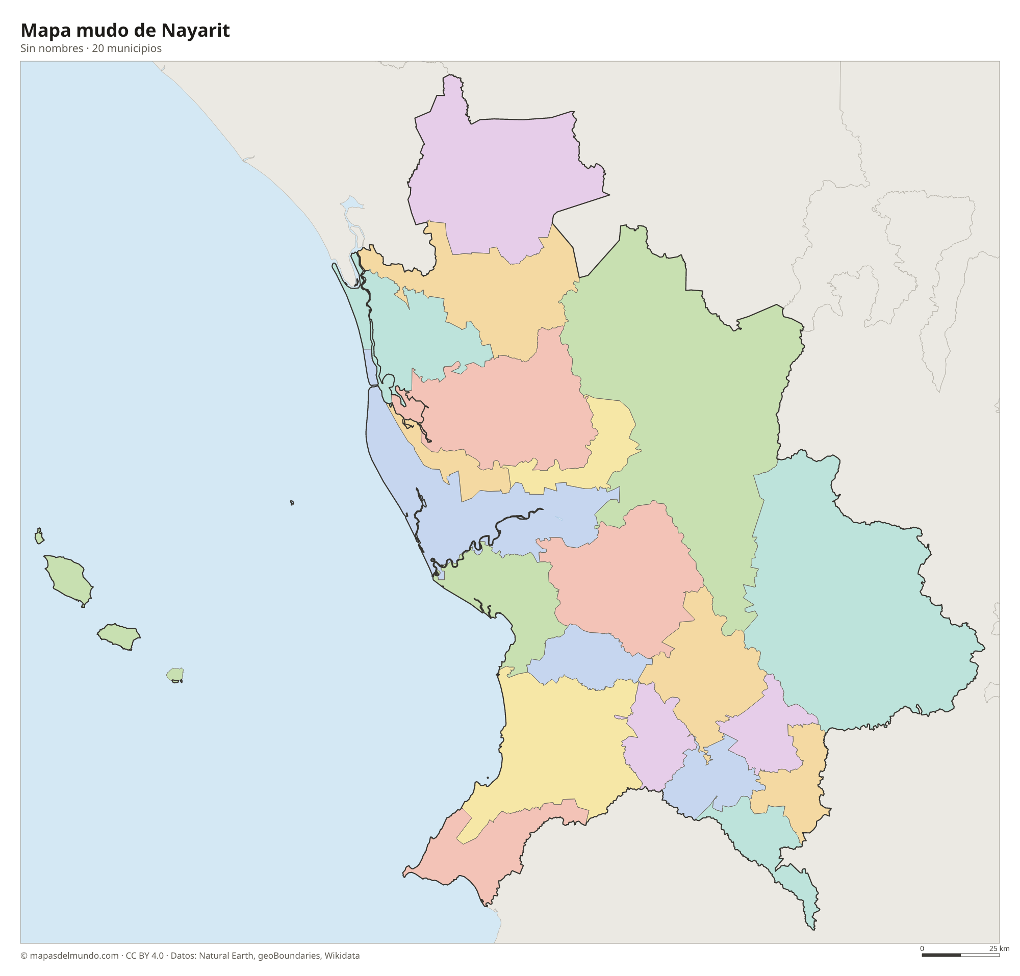 Mapa mudo de Nayarit