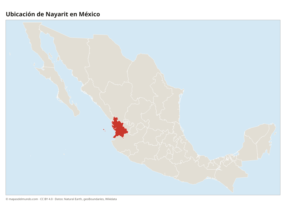 Ubicación de Nayarit en el mapa de México