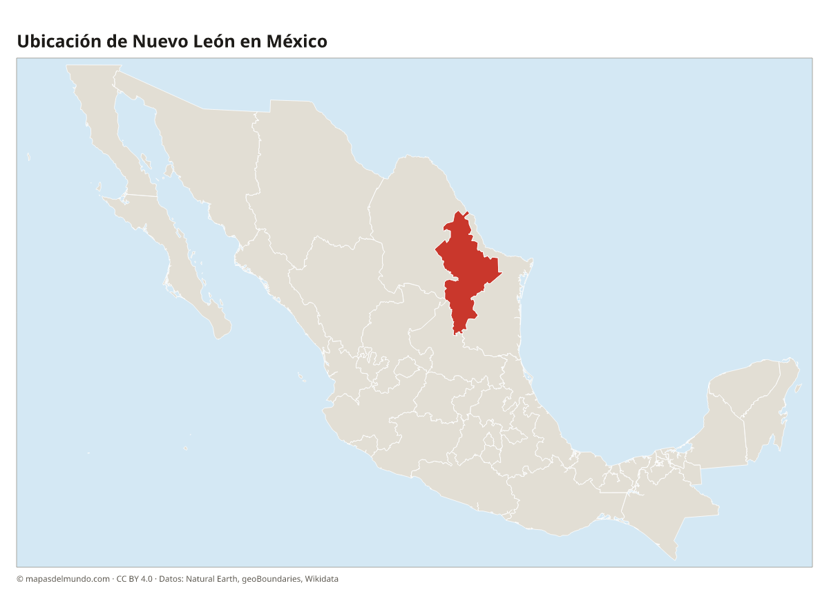Ubicación de Nuevo León en el mapa de México