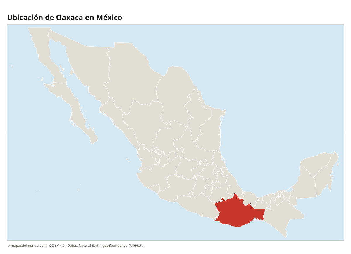 Ubicación de Oaxaca en el mapa de México
