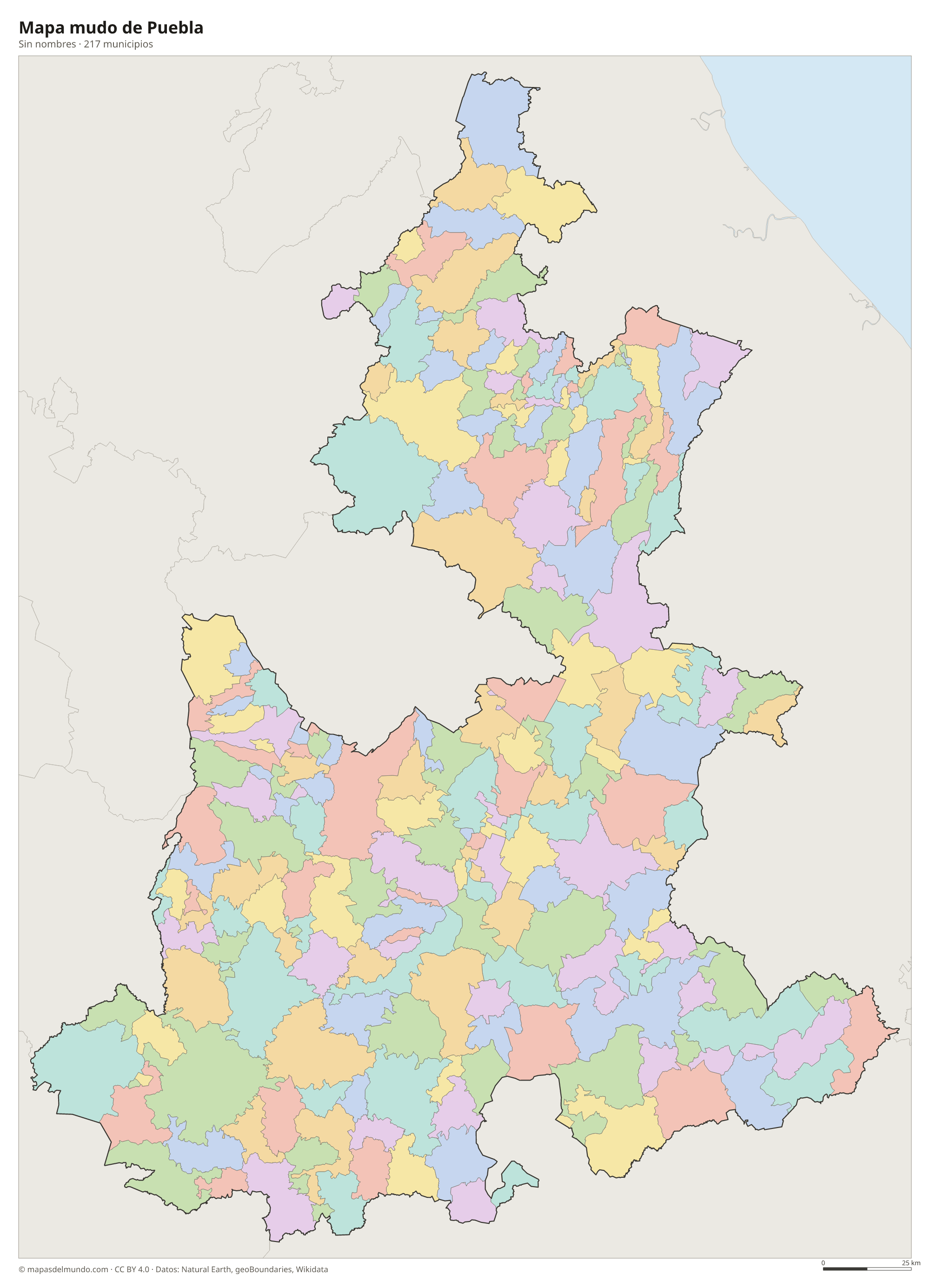 Mapa mudo de Puebla
