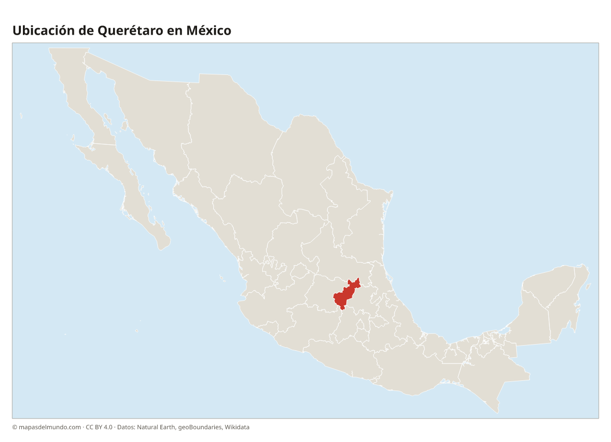 Ubicación de Querétaro en el mapa de México