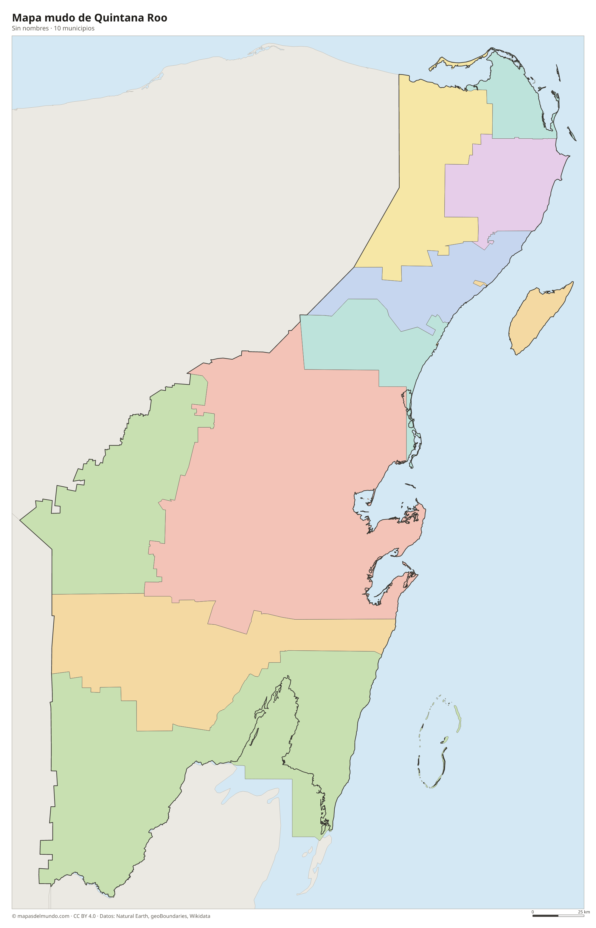 Mapa mudo de Quintana Roo