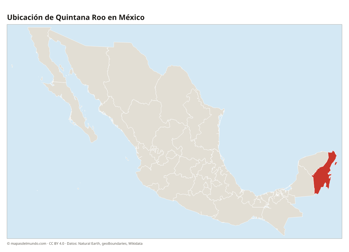 Ubicación de Quintana Roo en el mapa de México