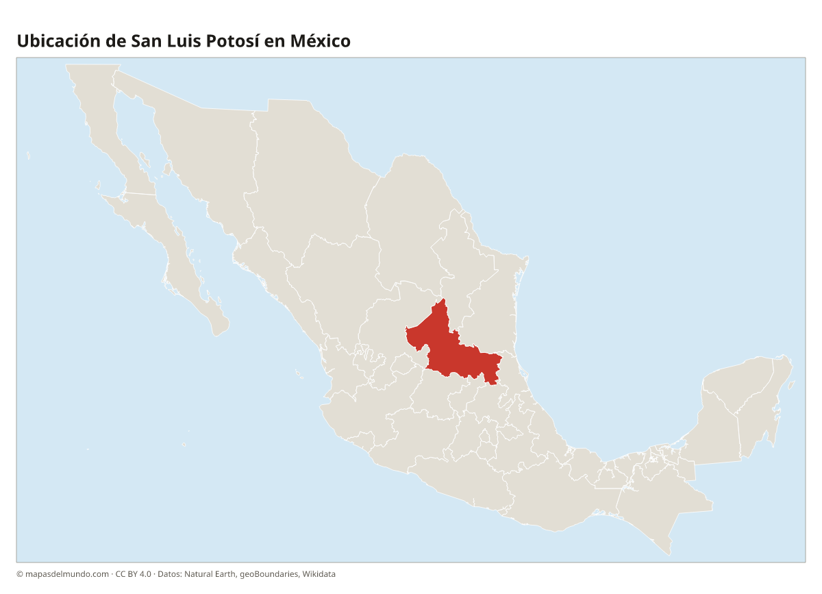 Ubicación de San Luis Potosí en el mapa de México