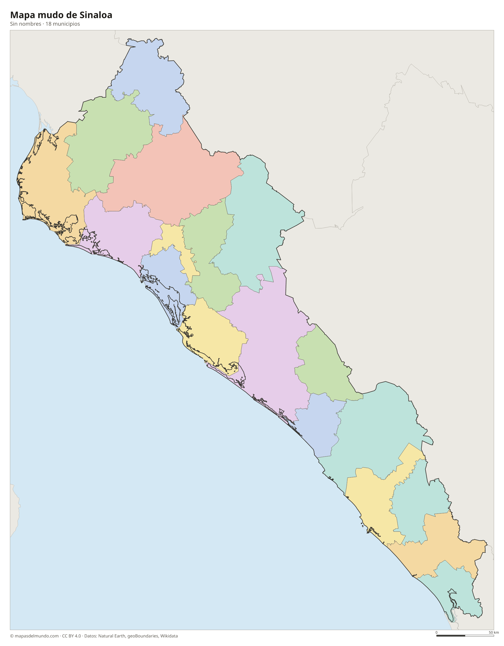 Mapa mudo de Sinaloa