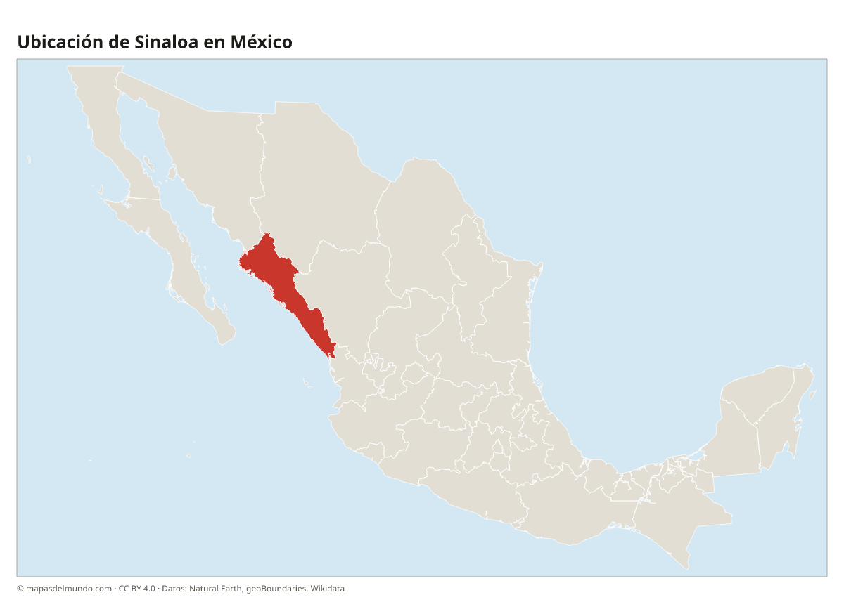 Ubicación de Sinaloa en el mapa de México