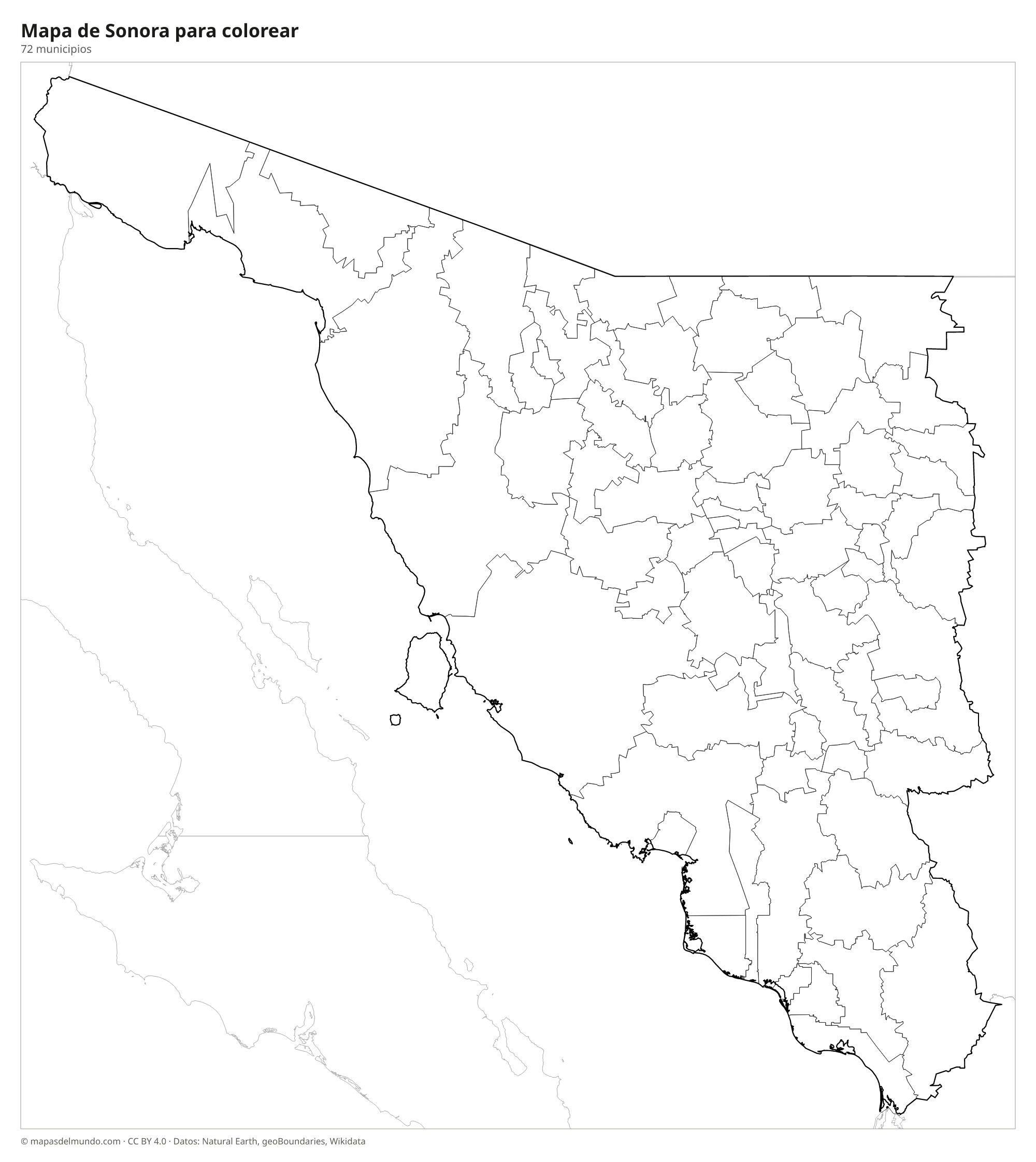 Mapa de Sonora para colorear