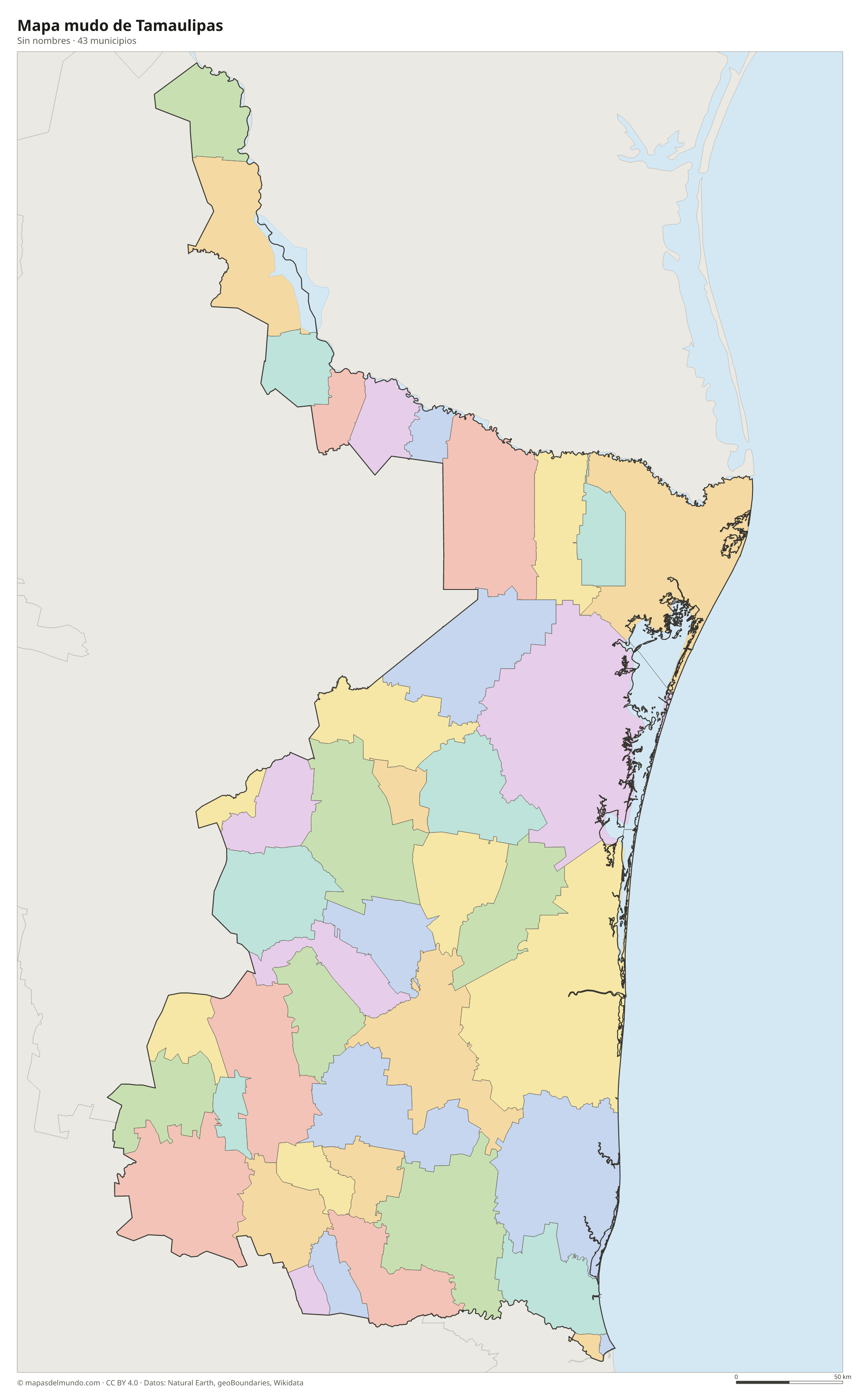Mapa mudo de Tamaulipas