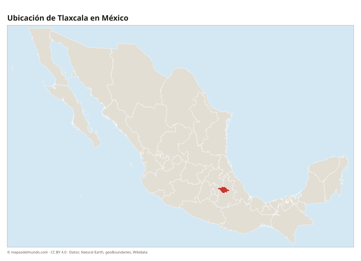 Ubicación de Tlaxcala en el mapa de México