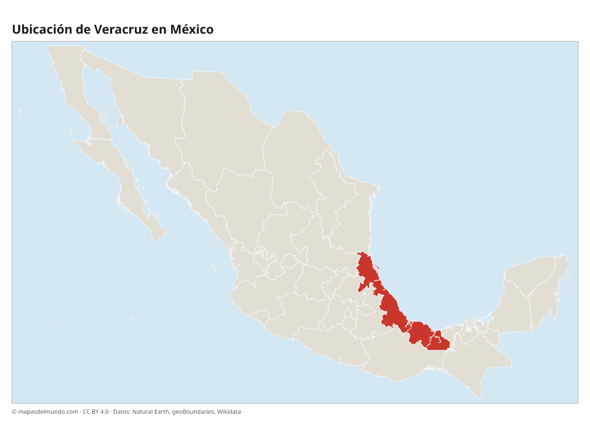 Ubicación de Veracruz en el mapa de México