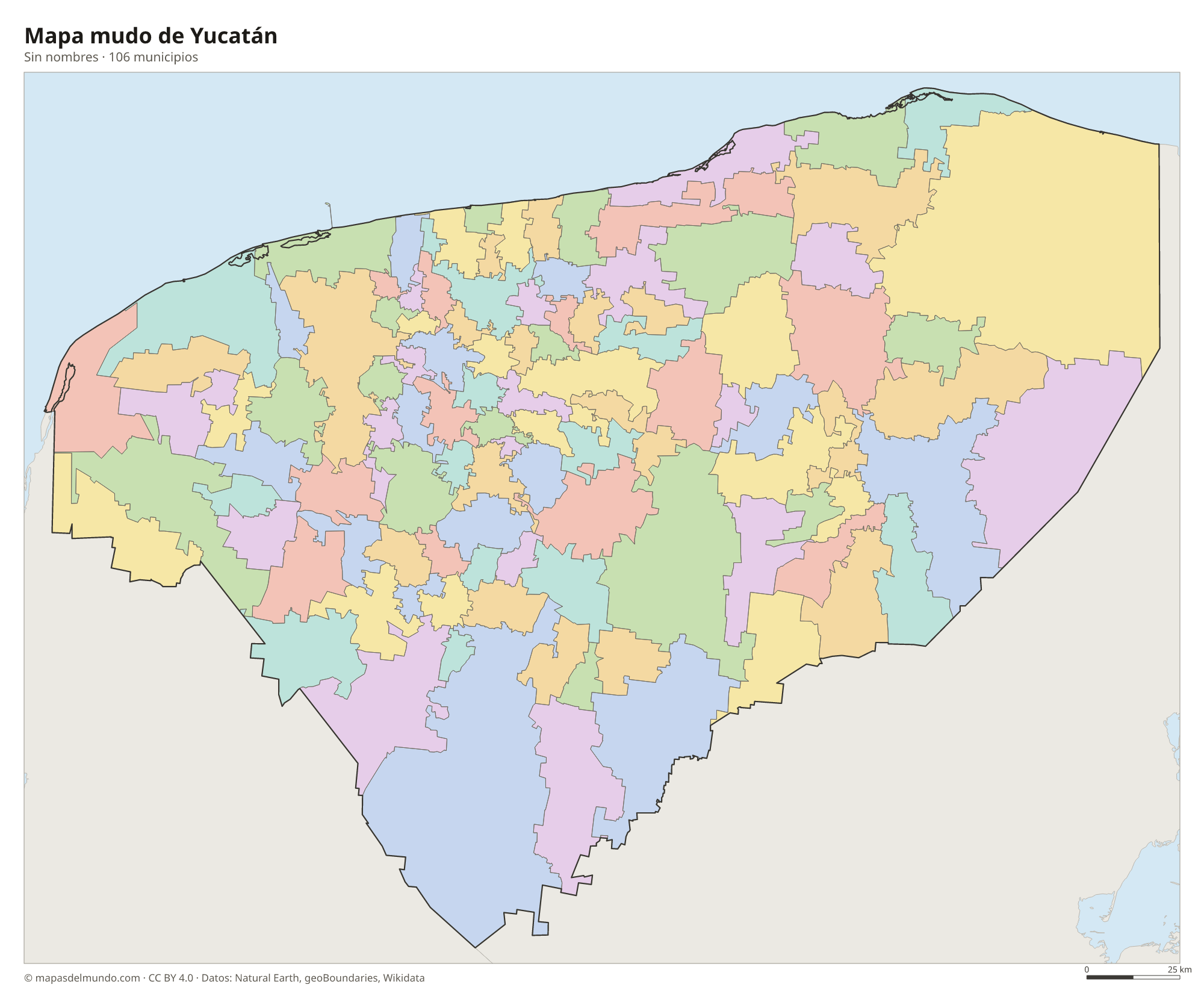 Mapa mudo de Yucatán