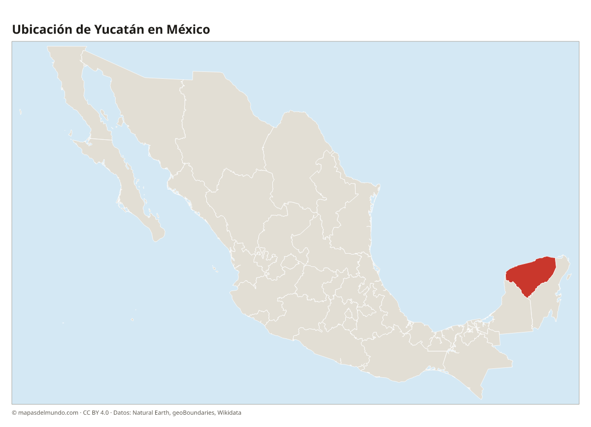 Ubicación de Yucatán en el mapa de México