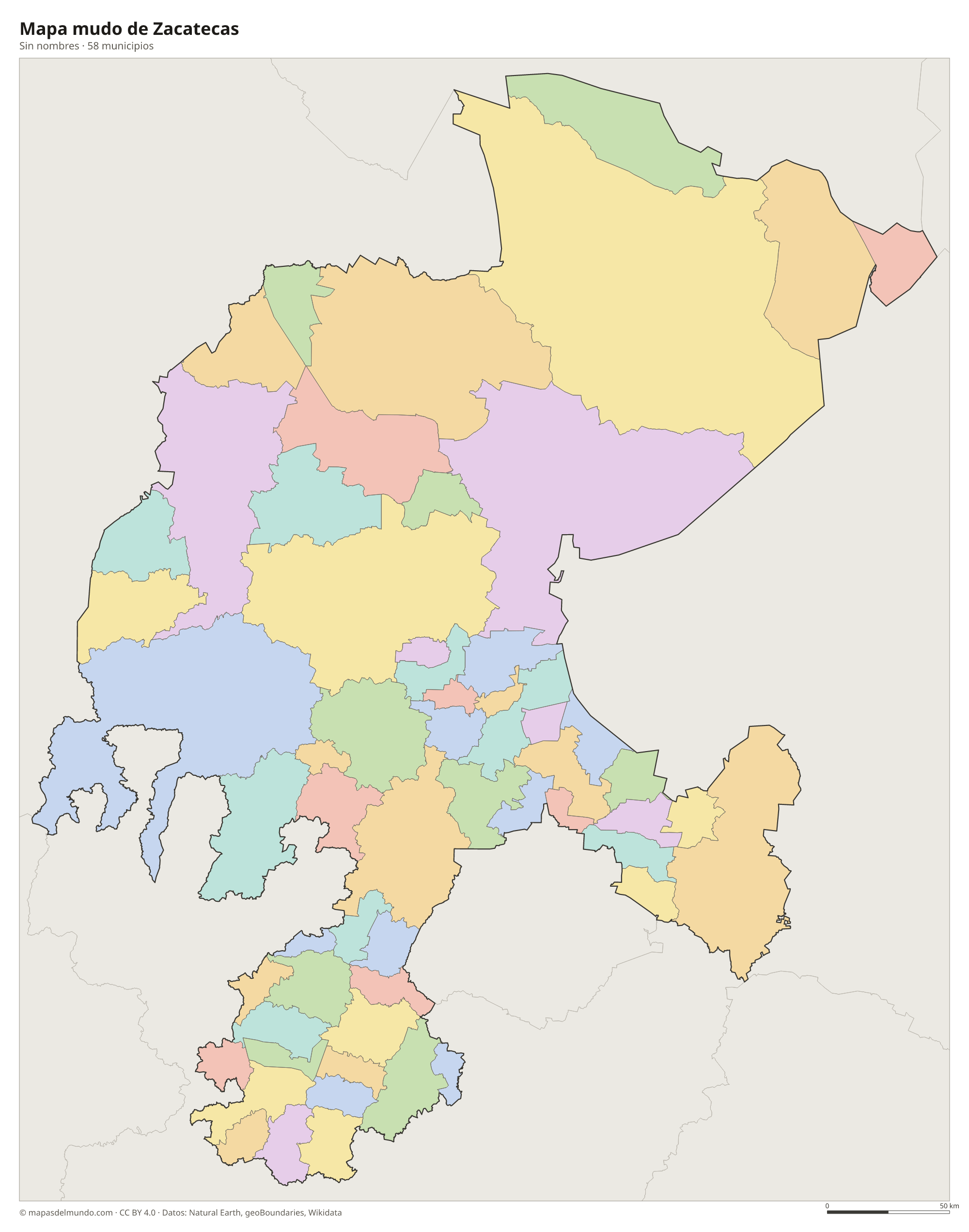 Mapa mudo de Zacatecas