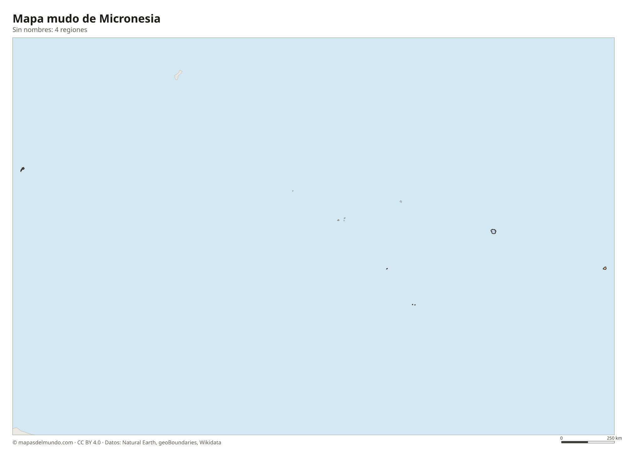 Mapa mudo de Micronesia sin nombres