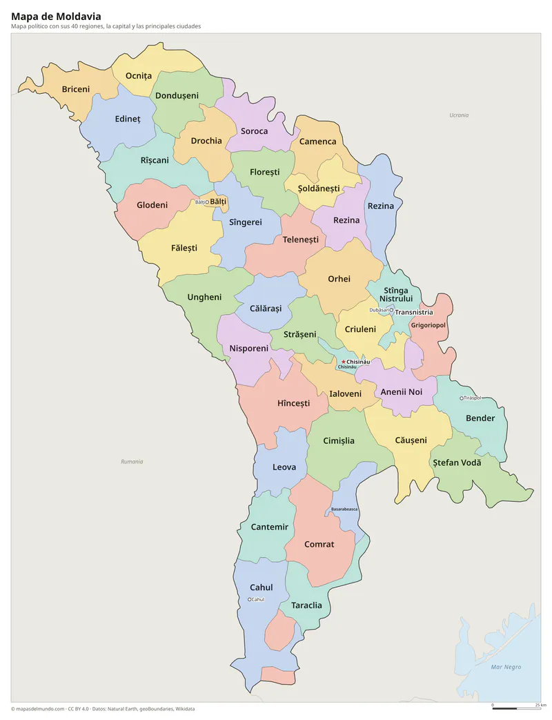 Mapa de Moldavia