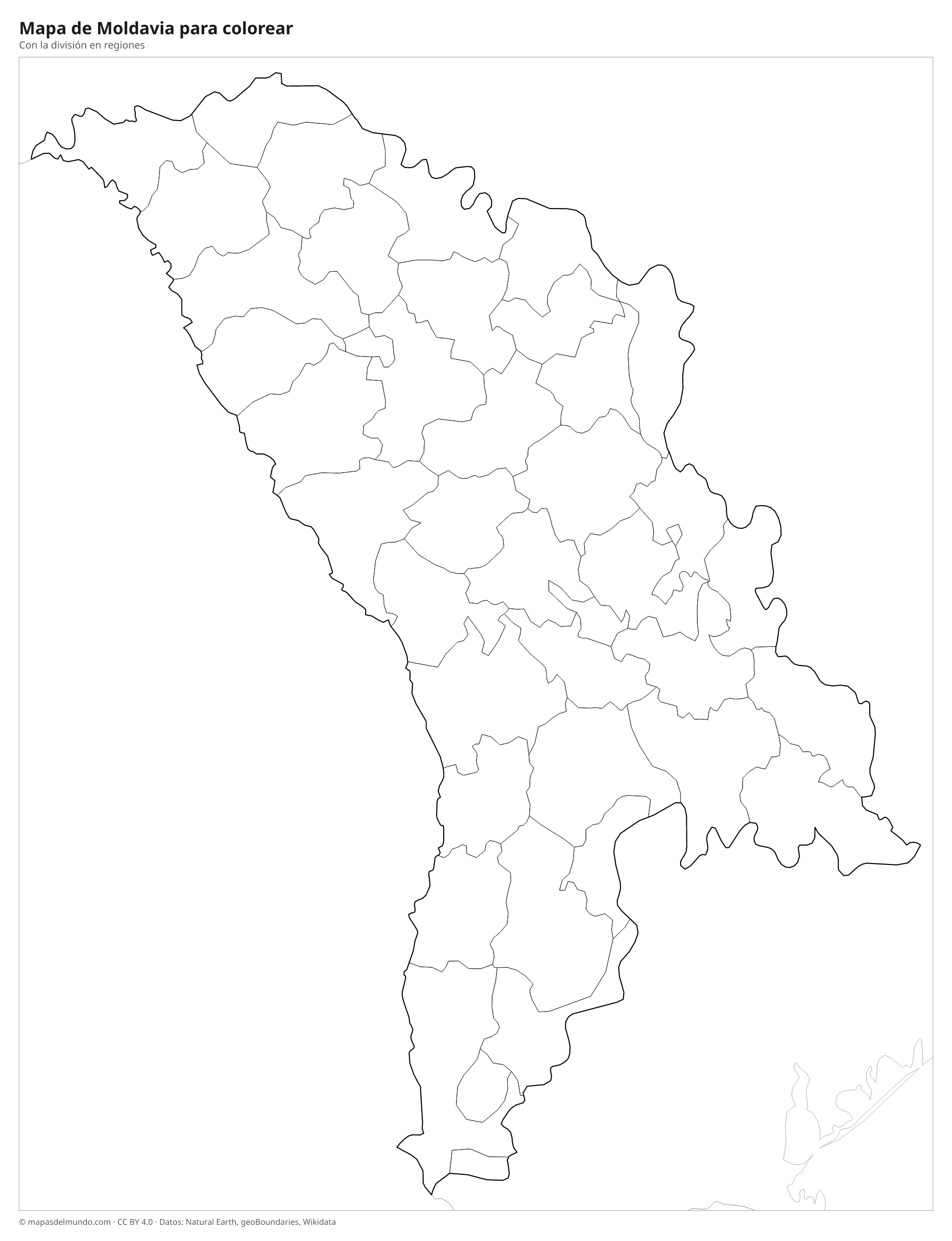 Mapa de Moldavia para colorear