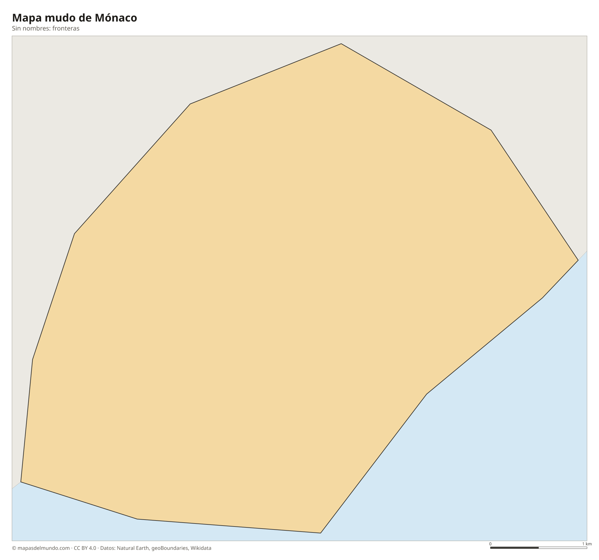 Mapa mudo de Mónaco sin nombres