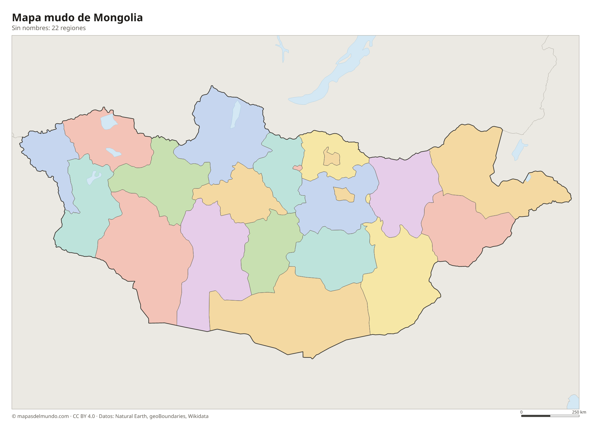 Mapa mudo de Mongolia sin nombres