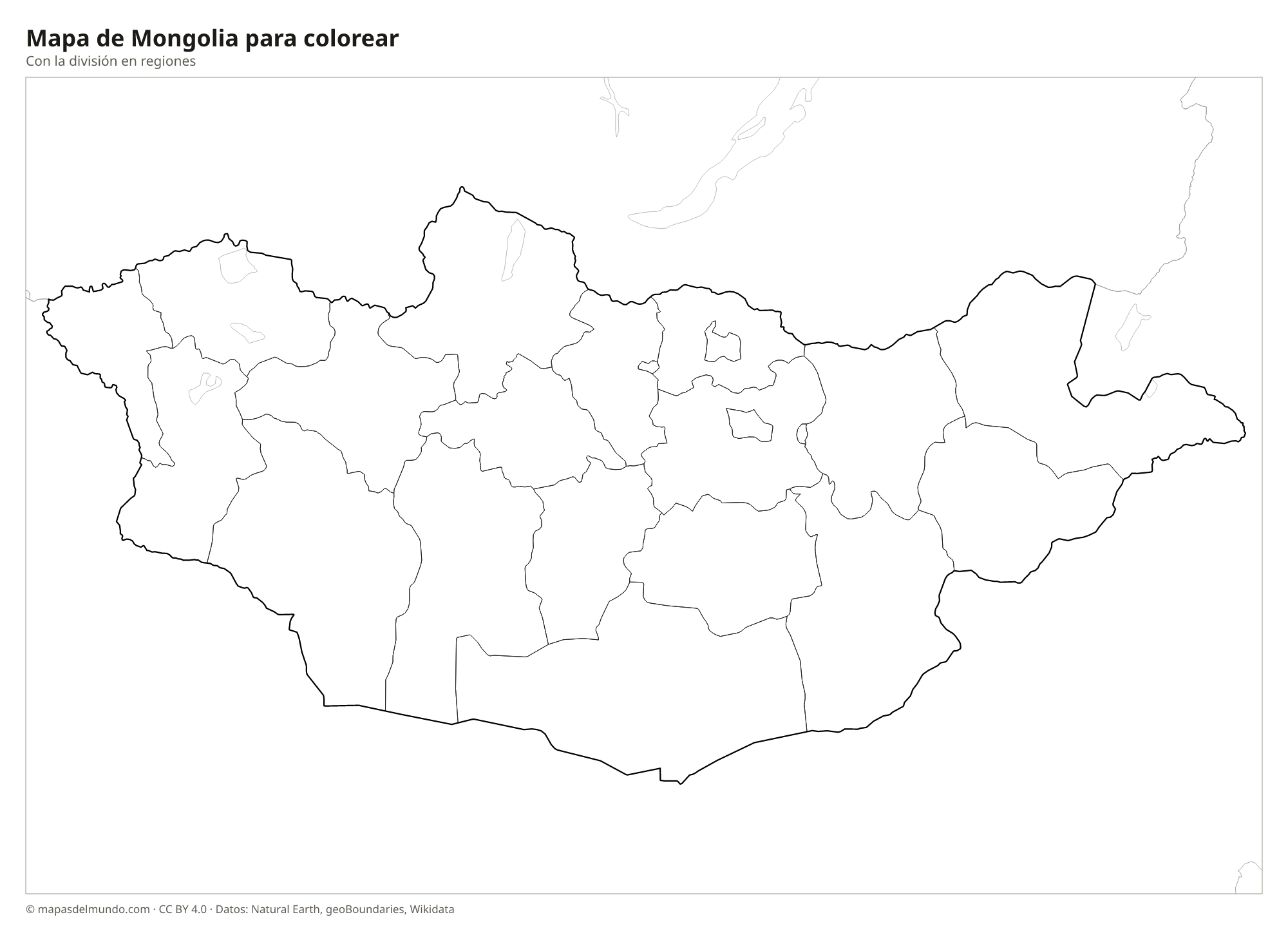 Mapa de Mongolia para colorear